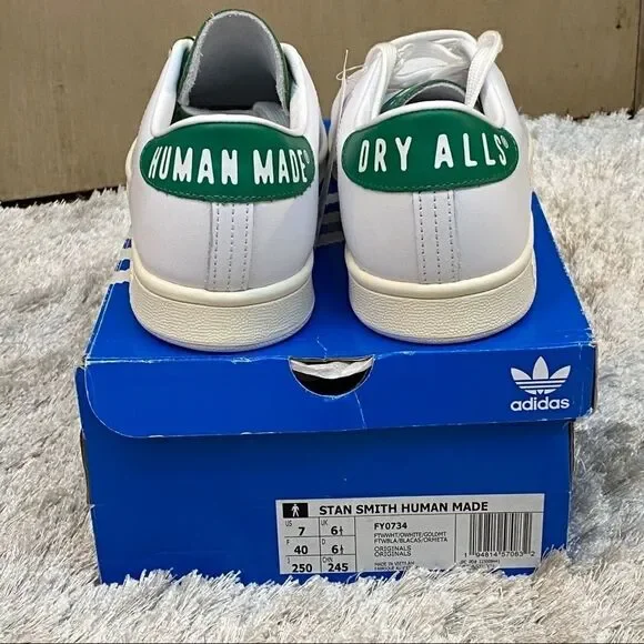 Pharrell Human Made X Adidas Stan Smith White Sneakers Red Heart NWT SZ Men 7 - Picture 14 of 16